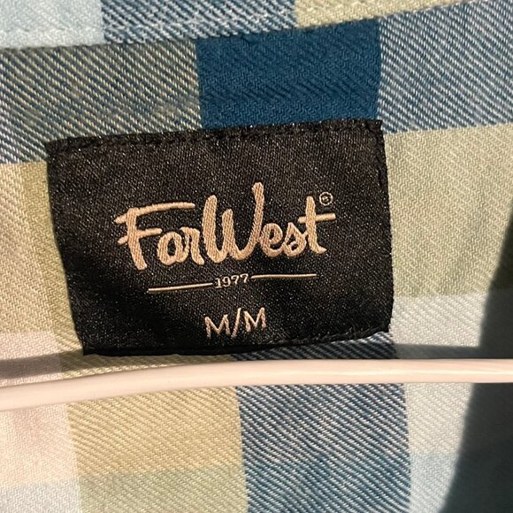 FarWest Plaid Shirt – Teal/Olive/White - Picture 2 of 3